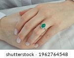 Oval Emerald Diamond Ring On...