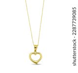 Gold heart necklace isolated on ...