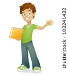 vector cartoon school boy with... | Shutterstock .eps vector #103241432