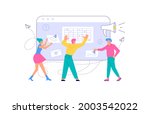 tiny people make an online... | Shutterstock . vector #2003542022