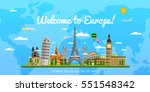 welcome to europe poster with... | Shutterstock .eps vector #551548342
