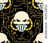 hacker skull on computer... | Shutterstock .eps vector #419122012