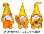 Three Autumn Fairy Gnomes With...