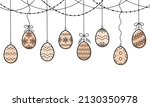 garland with easter eggs with... | Shutterstock .eps vector #2130350978