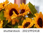 Colorful sunflower bouquet. High quality photo. Selective focus