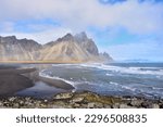 Vestrahorn mountain and black sand beach, Stokksnes, Iceland