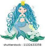 a beautiful little mermaid is... | Shutterstock . vector #1132633358