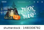 happy halloween  blue template... | Shutterstock .eps vector #1480308782