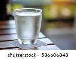 Water Glass On Wooden Table...