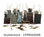 destroyed city. street of the... | Shutterstock . vector #1998063008