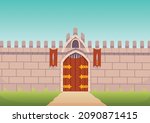 medieval walls front view.... | Shutterstock .eps vector #2090871415