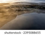 Small photo of Aerial view of Lough fad in the morning fog, County Donegal, Republic of Ireland