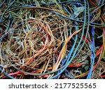 Messy pile of colorful cables...