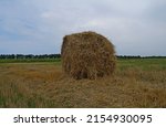 Small photo of Dry Hayrick On A Field After Harvesting