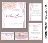 set of wedding cards or... | Shutterstock .eps vector #409633045