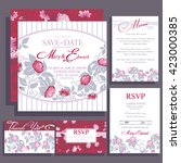 set of wedding cards with roses.... | Shutterstock .eps vector #423000385
