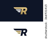 letter r logo template. wings... | Shutterstock .eps vector #366931415