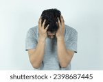 Small photo of men are stressed, sad and depressed about life circumstances