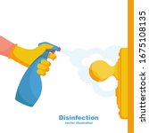 close up disinfection of door... | Shutterstock .eps vector #1675108135