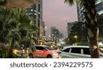 Small photo of Jakarta, October 28th 2023 - situations and circumstances at night along Jalan Satrio, Jakarta.