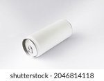Sleek can of soda 330ml blank template on white background