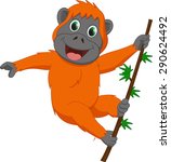 Cute Orangutan Cartoon Hanging