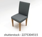 dining chair design with wooden legs and gray upholstered seats