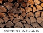 A Woodpile With Stacked...