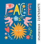 world peace poster. lettering ... | Shutterstock .eps vector #2147656975