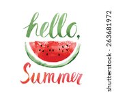 watercolor  watermelons and... | Shutterstock .eps vector #263681972