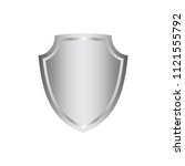 Silver Shield Shape Icon. 3d...