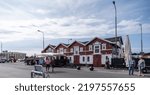 Small photo of Skagen, Denmark - August 19 2022: The famous fish warehouses were built in 1907, designed by the Danish architect Thorvald Bindesboll. Today the majority are converted into restaurants.