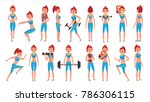 fitness girl vector. different... | Shutterstock .eps vector #786306115