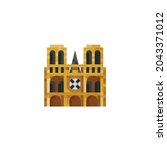 notre dame icon isolated on... | Shutterstock .eps vector #2043371012