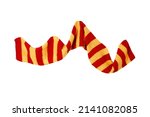 hanging red-yellow striped wool scarf isolated on white background. High quality photo