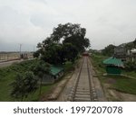 Small photo of Beanpole Border with National Zero Point, In front of Indian to Bangladesh border.