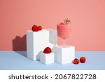 Pink Background With Strawberry ...