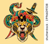 tattoo art design head tiger... | Shutterstock .eps vector #1996609538