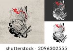 black and white tattoo of... | Shutterstock .eps vector #2096302555