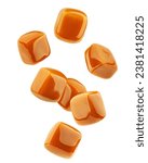 Falling caramel candy  isolated ...