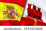 Spain And Gibraltar Flags. 3d...