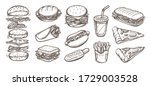 vector set of fast food. vector ... | Shutterstock .eps vector #1729003528