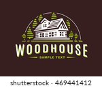 logo wooden house on dark... | Shutterstock .eps vector #469441412