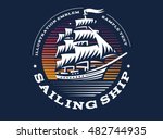 sailing ship illustration on... | Shutterstock .eps vector #482744935