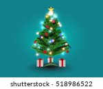 isolated christmas tree with... | Shutterstock . vector #518986522