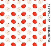 seamless pattern of red apple... | Shutterstock .eps vector #2107421552