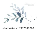 blue small leaves watercolor... | Shutterstock .eps vector #2128512008