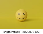 Smile emoji with yellow background 3d rendering