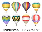 Hot Air Balloon Vector Icons Set