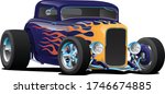 vintage hot rod car with... | Shutterstock .eps vector #1746674885